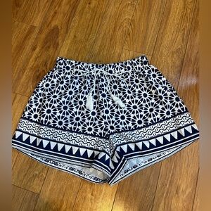 SHEIN Navy and White Floral High Waist Shorts Size XL
